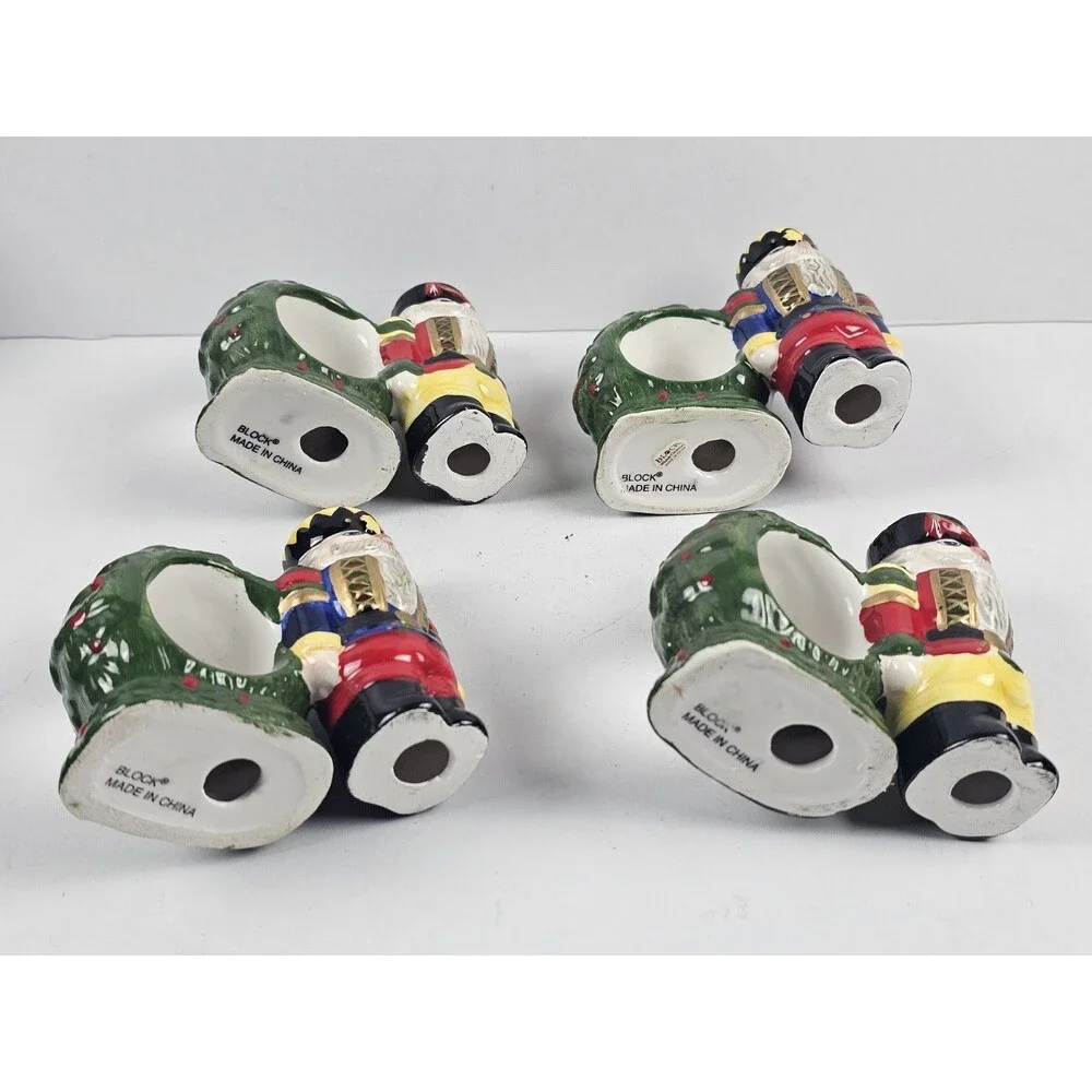 Block Spal Whimsy Christmas Holiday Nutcracker Napkin Rings Holders Set Of 4